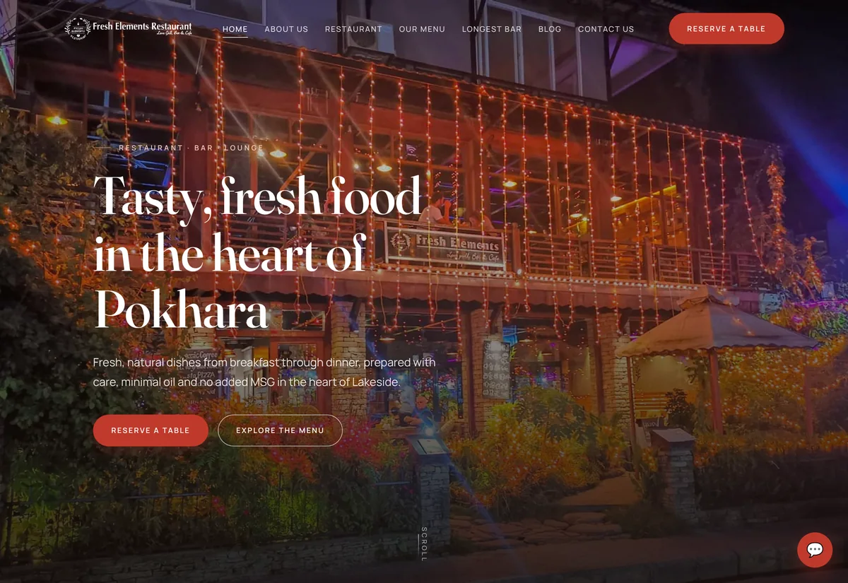 Fresh Elements Restaurant website