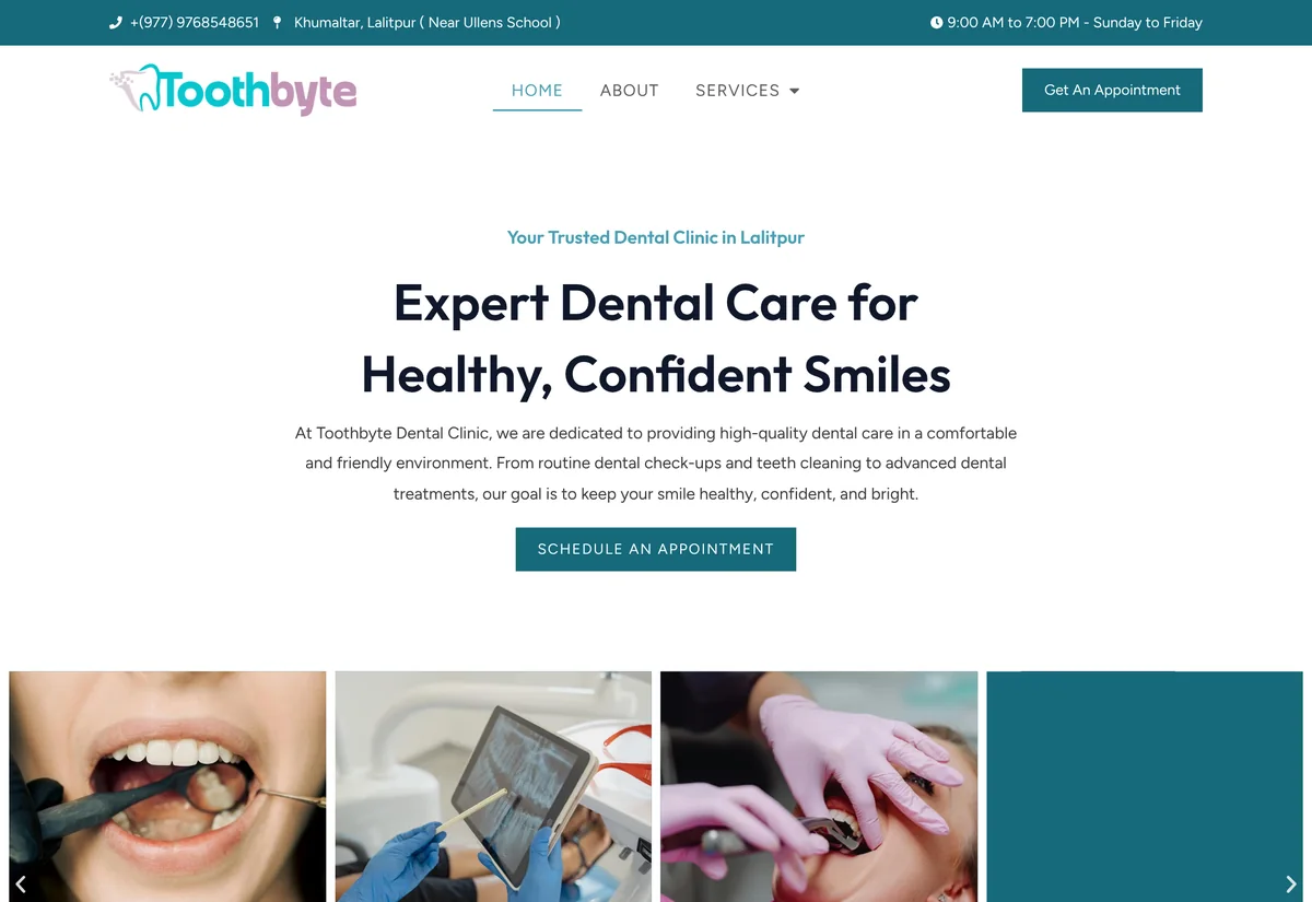 The Toothbyte Clinic website